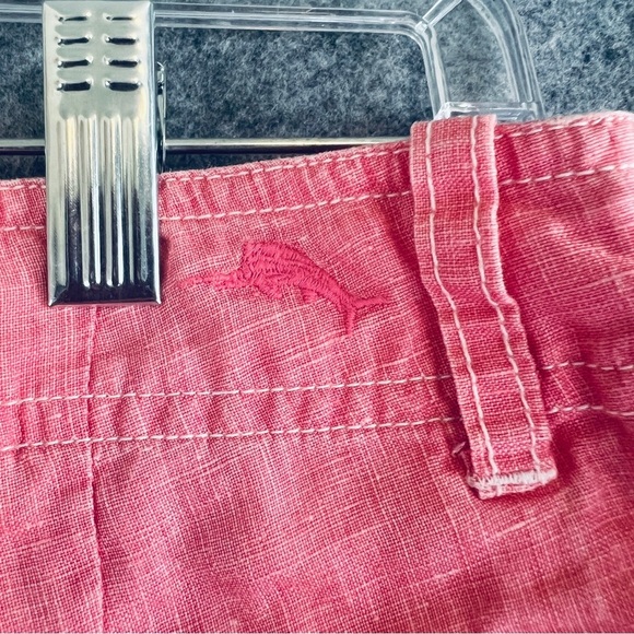 TOMMY BAHAMA Sea Glass Shorts 100% Linen Preppy Coral Pink Size 2 - Picture 3 of 12